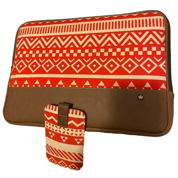 Urban print Red Tan COMPUTER  LAPTOP Phone case - Picture 1 of 12